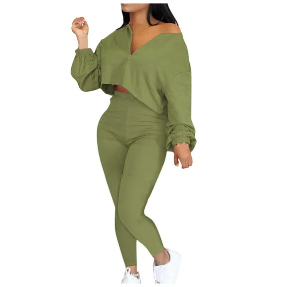 LYXSSBYX 2 Piece Outfit for Women Women's Fashion V-Neck Long Sleeve Short Casual Pants Set
