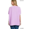 thumbnail image 3 of Zenana Women & Plus V Neck Woven Airflow Dolman Short Sleeve Blouse Top with Front Pocket, 3 of 3