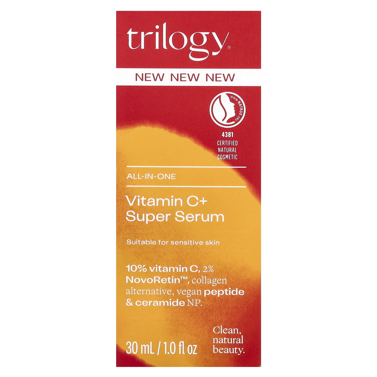 Trilogy Natural Products: Vitamin C+ Super Serum - 1oz / 30ml - Brighten-Tighten-Smooth, 8 Actives Powerhouse Anti-Aging Formula, NATRUE Certified