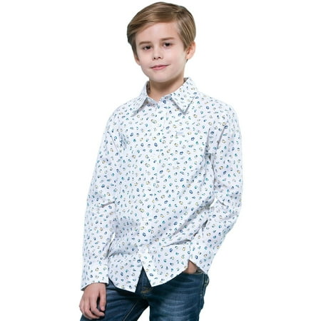 Leo&Lily boys Kids Casual Dressing Cotton Print Woven Button Down