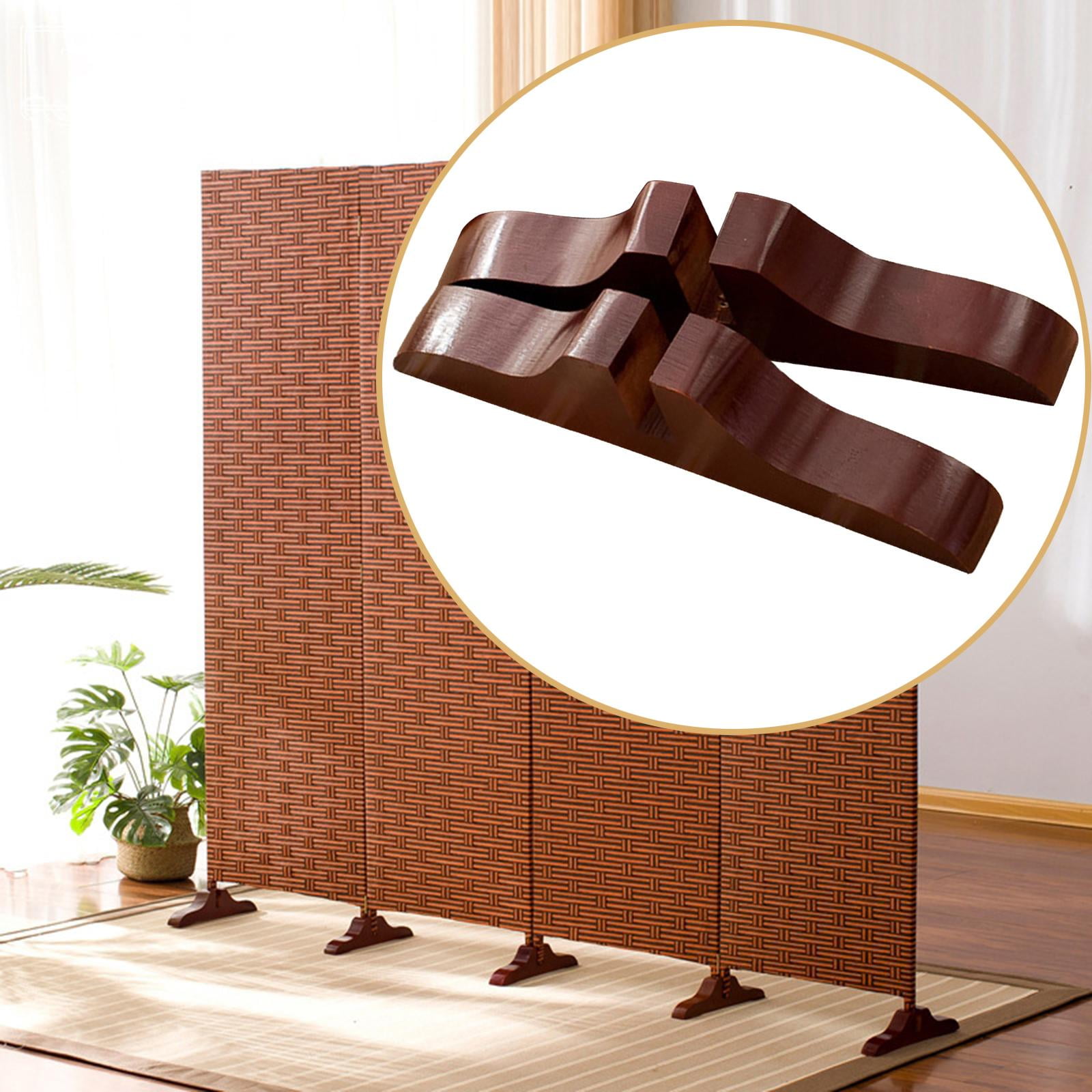 kowaku 2 Pieces Privacy Screen Holder Room Divider Stand Detachable Useful Privacy Screen Clips Wooden Screen Base Screen Panel Feet Brown