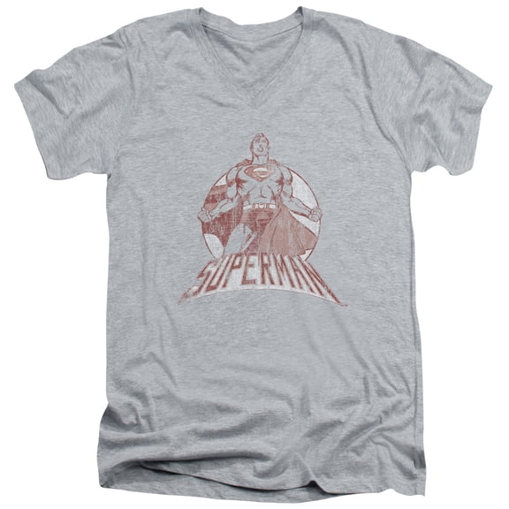 Superman Super Bad Adult V-Neck T-Shirt Athletic Heather