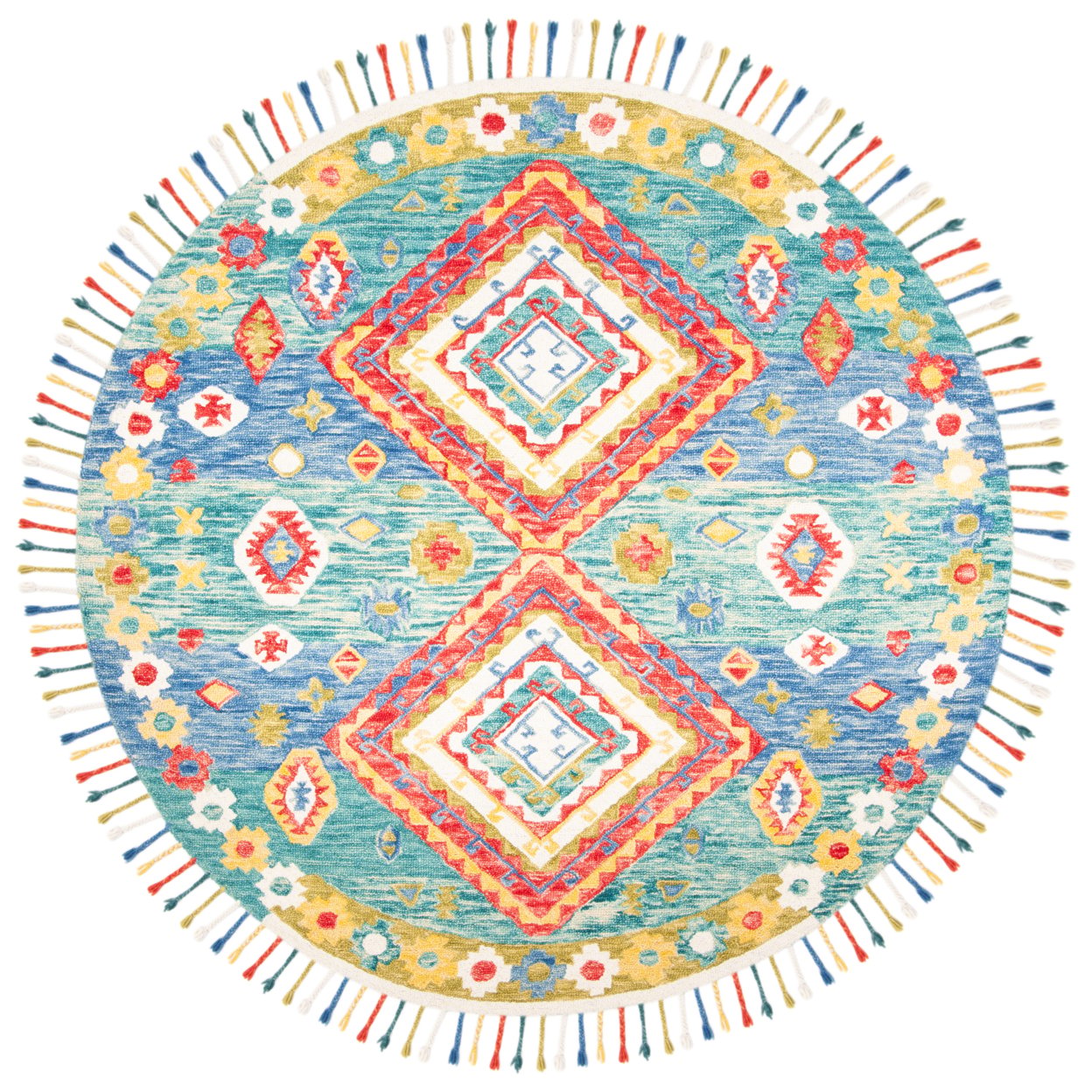 SAFAVIEH Aspen Linnette Colorful Geometric Wool Area Rug, Green/Red, 3' x 5'
