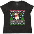 thumbnail image 3 of Inktastic Merry Christmas Sloth and Llama Ugly Sweater Style Women's Plus Size T-Shirt, 3 of 5