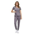 thumbnail image 2 of M&M SCRUBS Women’s Ultra-Soft Luxe Stretch Jogger Scrub Set V-Neck Top & Jogger Pants with Pockets - Regular & Petite Size (Charcoal, Large), 2 of 4