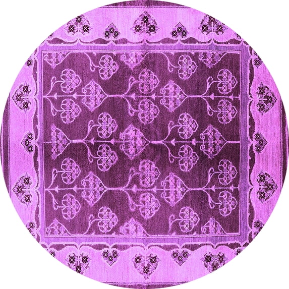 Ahgly Company Indoor Round Oriental Purple Industrial Area Rugs, 6' Round