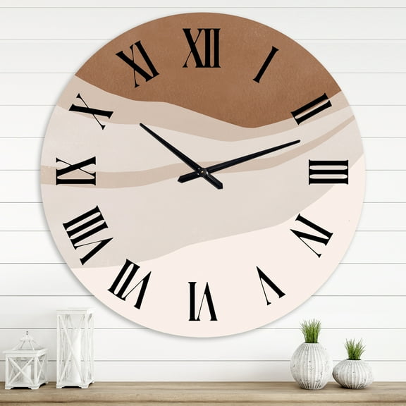 Designart 'Terracotta And Ivory Shapes With Scuff Effect' Modern Wall Clock