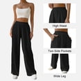 thumbnail image 5 of Women Casual Elastic Waist Loose Paper Bag Pants with Pockets Black S, 5 of 6