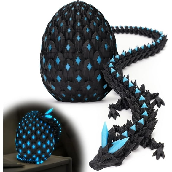 3D Printed Dragon Eggs Mystery Dragon Egg Glow in The Dark Articulated Animals Fidget Toy Crystal 3D Print Dinosaur Eggs for Kids Boys Girls Home Decor