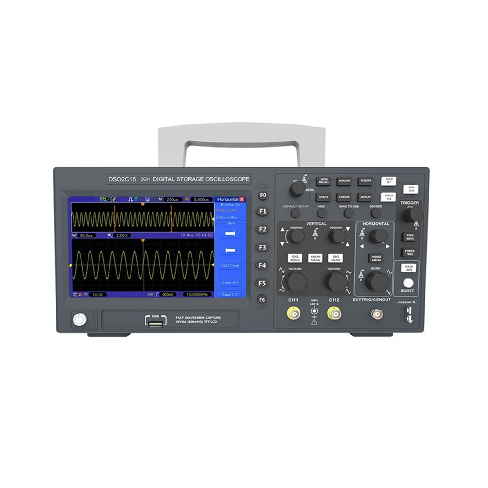 DSO2D15 Digital Oscilloscope DSO2C10 2D10 2 Channels 150MHz Osciloscópio 25MHz Signal Generator Voltmeter Frequency Meter ,Professional Designed