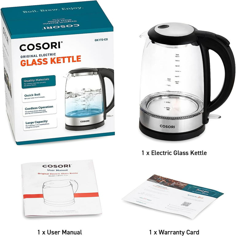 COSORI Electric Kettle, 1500W Wide Mouth, Black & Electric Kettle for  Boiling Water, Stainless Steel Filter & Lid, 1.7L 1500W Wide Mouth Electric  Tea Kettle & Electric Water Boiler, Matte Black 