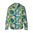 thumbnail image 3 of Uemuo Tropical Floral Pattern Women's Full Zip UPF 50+ Sun Protection Hoodie Jacket Long Sleeve Sun Shirt Hiking Outdoor Performance with Pockets-, 3 of 9