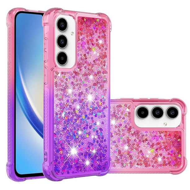 Funda para Samsung Galaxy A55 5G Transparente con Brillos Carcasa Protectora Antigolpes con Glitter Brillante