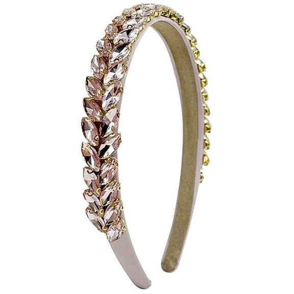 RUISINERY High Skull Rhinestones Headband for Women and Girls Theme Event Sparkling Crystal Leaf Designs Hairhoop Hair Accessories