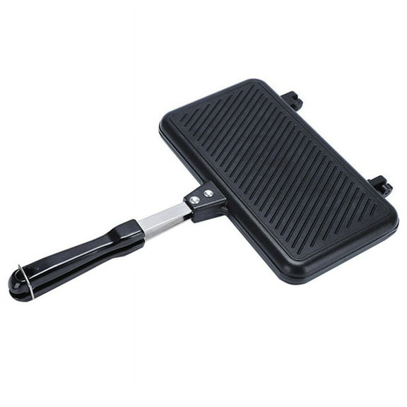 Gas Non-Stick Sandwich Maker Bread Toast Breakfast Machine Pancake Baking Barbecue Oven Mold Mould Grill Frying Pan,1 x Sandwich Maker,Black