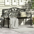 thumbnail image 5 of YYAo Garden Benches, Outdoor Bench,50 Inches Outdoor Cast Iron Metal Patio Bench with Floral Design Backrest and Slatted Seat-Black, 5 of 11