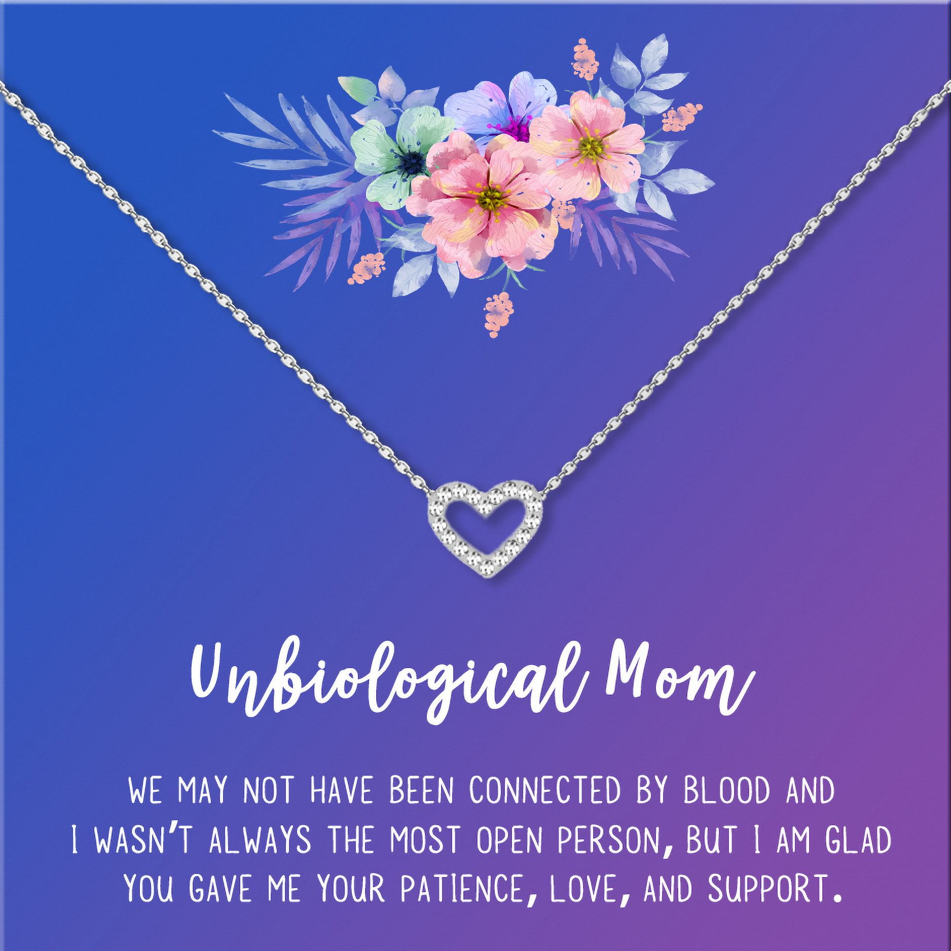 Unbiological Mom Mother's Day Gift for Mom, Mother in Law Gift, Mother's Day Gift Box, Mother's Day Gift Idea, Gift for Mom, Jewelry For Mother[Silver Heart,Blue-Purple Gradient]