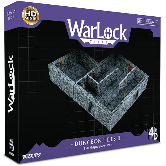 WarLock Tiles: Dungeon Tiles II – Full Height Stone Walls - Miniatures,WizKids, RPG Tabletop Accessory