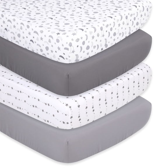 The Peanutshell Gray Celestial Galaxy Microfiber Sheet Sets, Crib, Washable (4 Pieces )