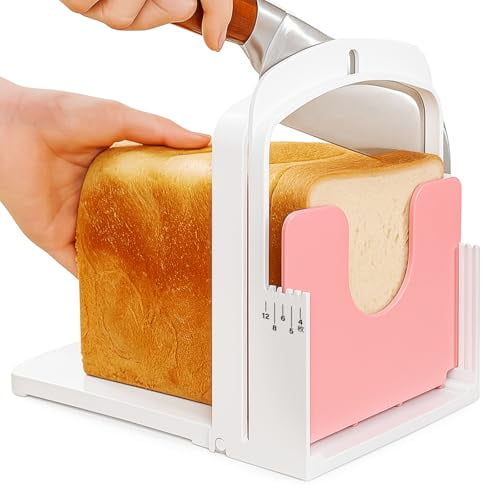 Bread Slicer for Homemade Bread Featuring a Thickness Guide - 5 Adjustable Settings,Foldable & Wall-Mountable for Efficient Storage,Ideal for Toast & Cheese!