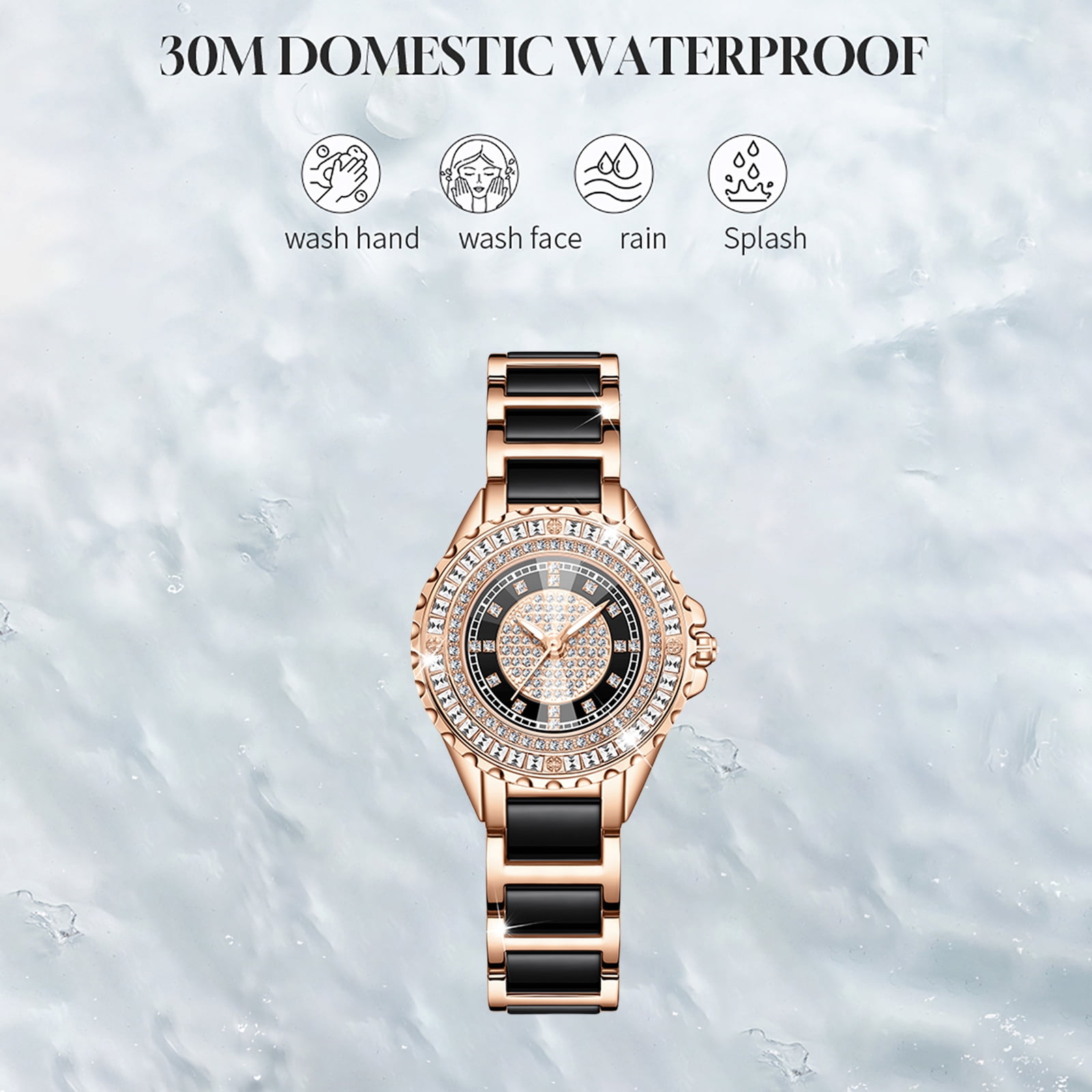 Womens Wrist Watch Elegant Dress Watch for Women Rose Gold Comfort Care Strap with Acrylic Pellets for Wife Girlfriend or Mothers Idea Gift for Special Women in Life