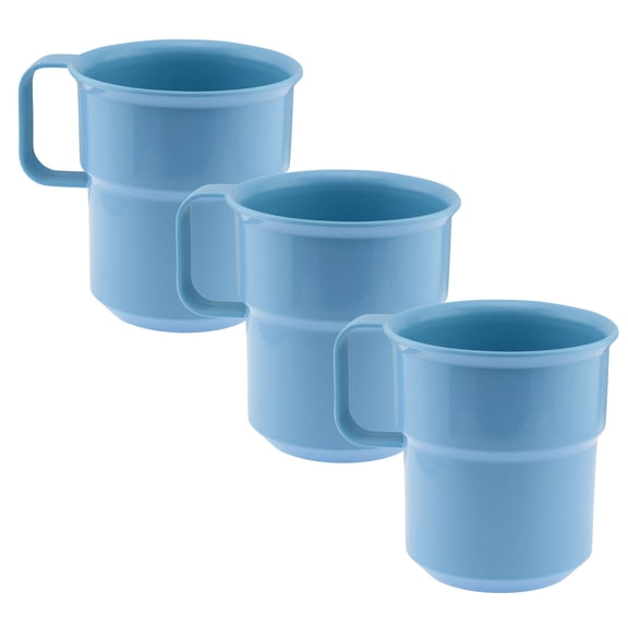 YBM Home Reusable Plastic Coffee Mugs 8oz, Unbreakable & Lightweight, 3 Pack Blue