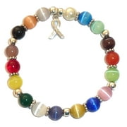 Hidden Hollow Beads Stretchy Multi Cancer Packaged Awareness Bracelet- 8mm beads. Fits most adults.