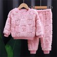 thumbnail image 3 of Toddler Kids Pajamas Fall Winter Floral Jacquard Homewear Girls Boys Fuzzy Two Piece Set Sleepwear Clothes Suit Loungewear, 3 of 3