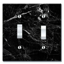 WIRESTER 2-Gang Toggle Wall Plate/Switch Plate Cover, Cloudy Black Marble