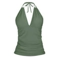 thumbnail image 3 of Women'S Tankini Swimsuits Tankini Top No Bottom V Neck Swim Top Bathing Suit Top Army Green Womens Swimsuits, 3 of 3