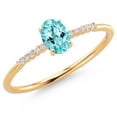 thumbnail image 3 of Gem Stone King 10K Yellow Gold Oval Blue Apatite and White Lab Grown Diamond Engagement Ring for Women (0.57 Cttw, Oval 6X4MM, Gemstone, Available in Size 5, 6, 7, 8, 9), 3 of 6