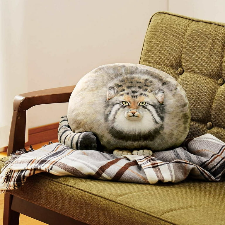 Simulation 3D Print Fox Cat Plush Throw Pillow Toy Cartoon Stuffed
