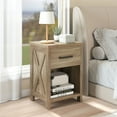 thumbnail image 5 of Gymax Nightstand Sofa Side Table Rustic End Table w/ Drawer & Shelf for Living Room, 5 of 9
