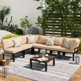 thumbnail image 1 of YODOLLA Ensemble de Meubles d'Extérieur en Métal 7 Pcs Ensemble de Conversation de Patio avec Table Basse, Beige, 1 of 7