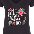 thumbnail image 4 of Inktastic Our First Mother's Day Pink Flowers Women's V-Neck T-Shirt, 4 of 5