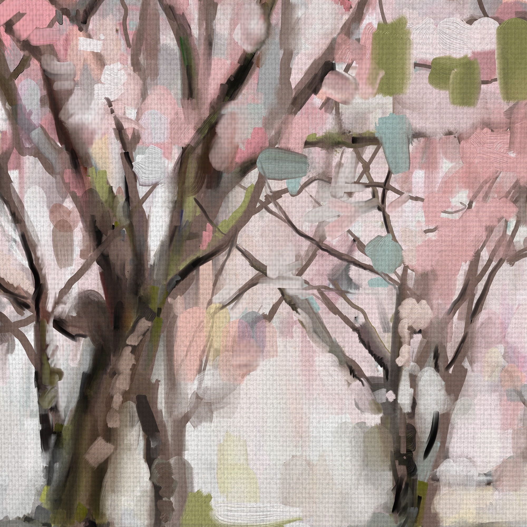 Masterpiece Art Gallery Pink Blossom Reflection Lake & Trees By Studio Arts Canvas Art Print 24" x 36"