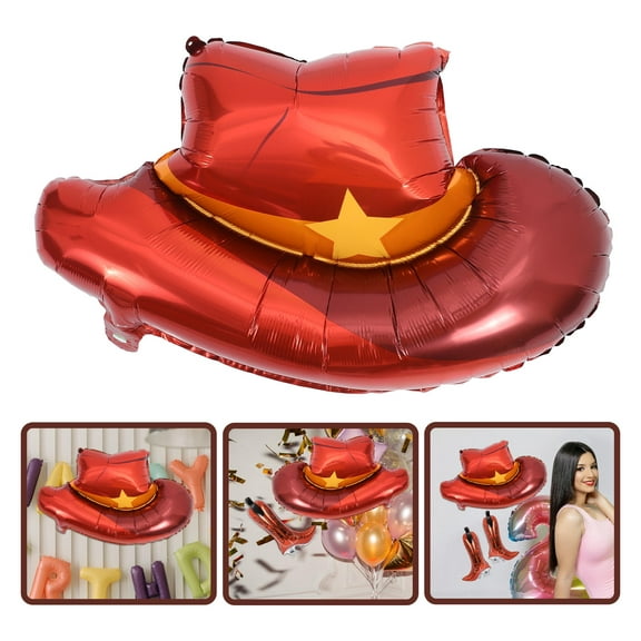 WRITWAA Cowboy Hat and Boot Foil Balloons Brown Aluminum for Party Decoration 4Pcs
