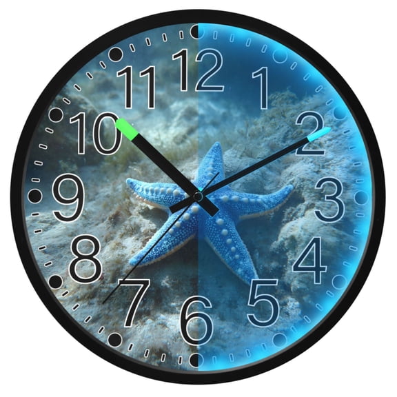 Ryvnso Starfish-1 12 Inch Night Light Wall Clock Silent Battery Operated Luminous Clocks