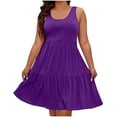 thumbnail image 2 of Vmvidoty Plus Size Summer Sleeveless Tank Dress for Women 2026 Casual Loose Sundress Solid Color Beach Tiered Dresses (Size XL-5XL) Purple XXL, 2 of 9