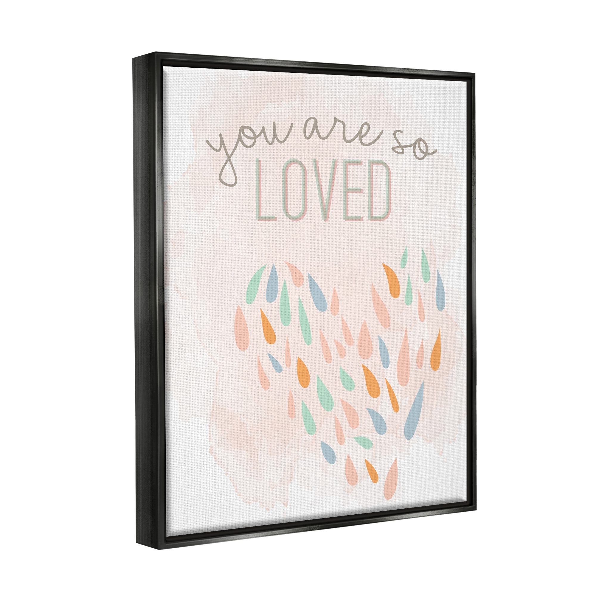 Stupell You Are So Loved Fun Heart Shape Inspirational Painting Black Floater Framed Art Print Wall Art