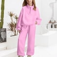 thumbnail image 2 of CPNG Teens Kids Girls Sweatsuit 2 Piece Set Half Zip Solid Color Sweatsuits Pullover Sweatshirts and Jogger Sweatpants Sweat Set(Pink,10-11 Years), 2 of 4
