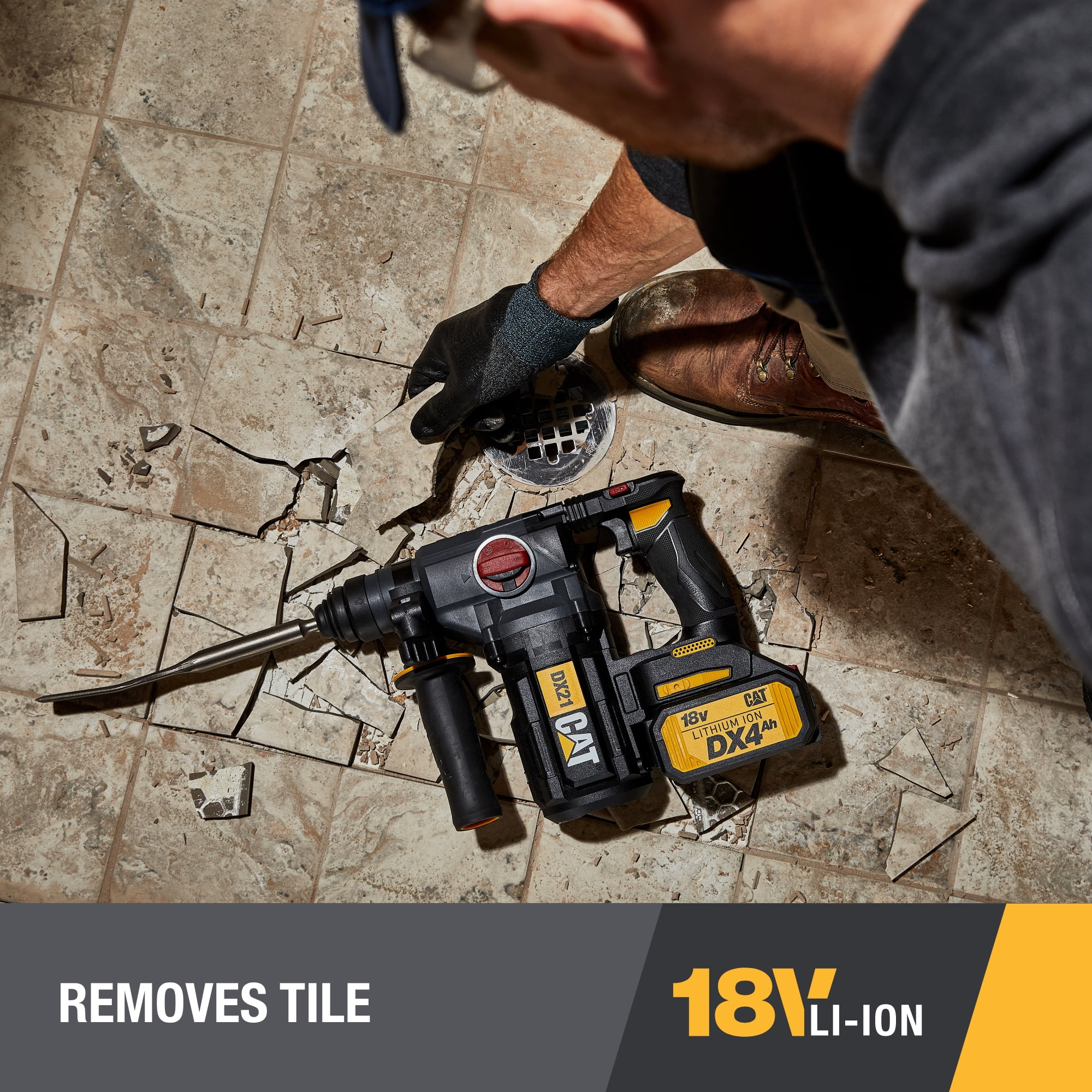 Caterpillar Cat® DX21 18V 1 FOR ALL 1” Cordless Rotary Hammer Drill with Brushless Motor