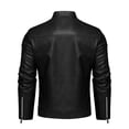 thumbnail image 3 of Men's stand-up collar PU leather jacket spring and autumn new jacket handsome motorcycle suit stand-up collar faux leather fashion slim jacket, 3 of 10