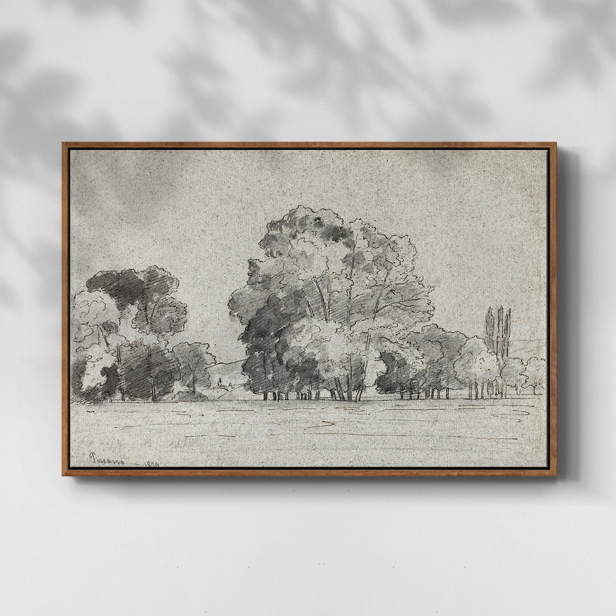 Vintage Landscape-MXIV By Wexford Home Framed in Walnut Wood Gallery Wrapped Canvas 25 in. x 37 in.