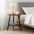thumbnail image 4 of PinkSheep Round Side Table, 2 Tier Small End Table Beside Table Accent Table Tray Table with Storage for Living Room Bedroom, Walnut, 4 of 6