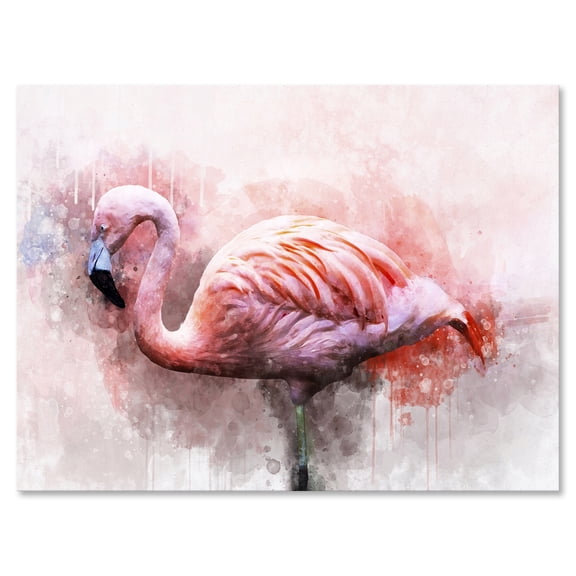 Designart ' Abstract Portrait of Pink Flamingo V ' Farmhouse Canvas Wall Art Print