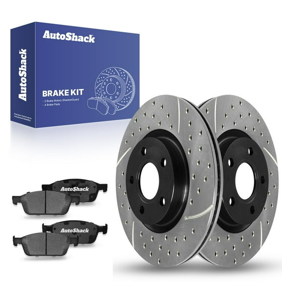 AutoShack Front Drilled & Slotted Brake Rotors Ceramic Brake Pads | Replacement for 2013-2017 Ford Escape 2014-2018 Transit Connect 1.6L 2.0L AWD FWD | E-Coated | 6-PC Brake Kit | ShadowGuard