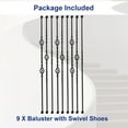 thumbnail image 6 of 9 Pack Iron Balusters,Hollow Double Basket Iron Spindles Hollow Single Basket Staircase Balusters Single Twist 1/2" Square Stair Balusters with 18 Swivel Shoes, 6 of 8
