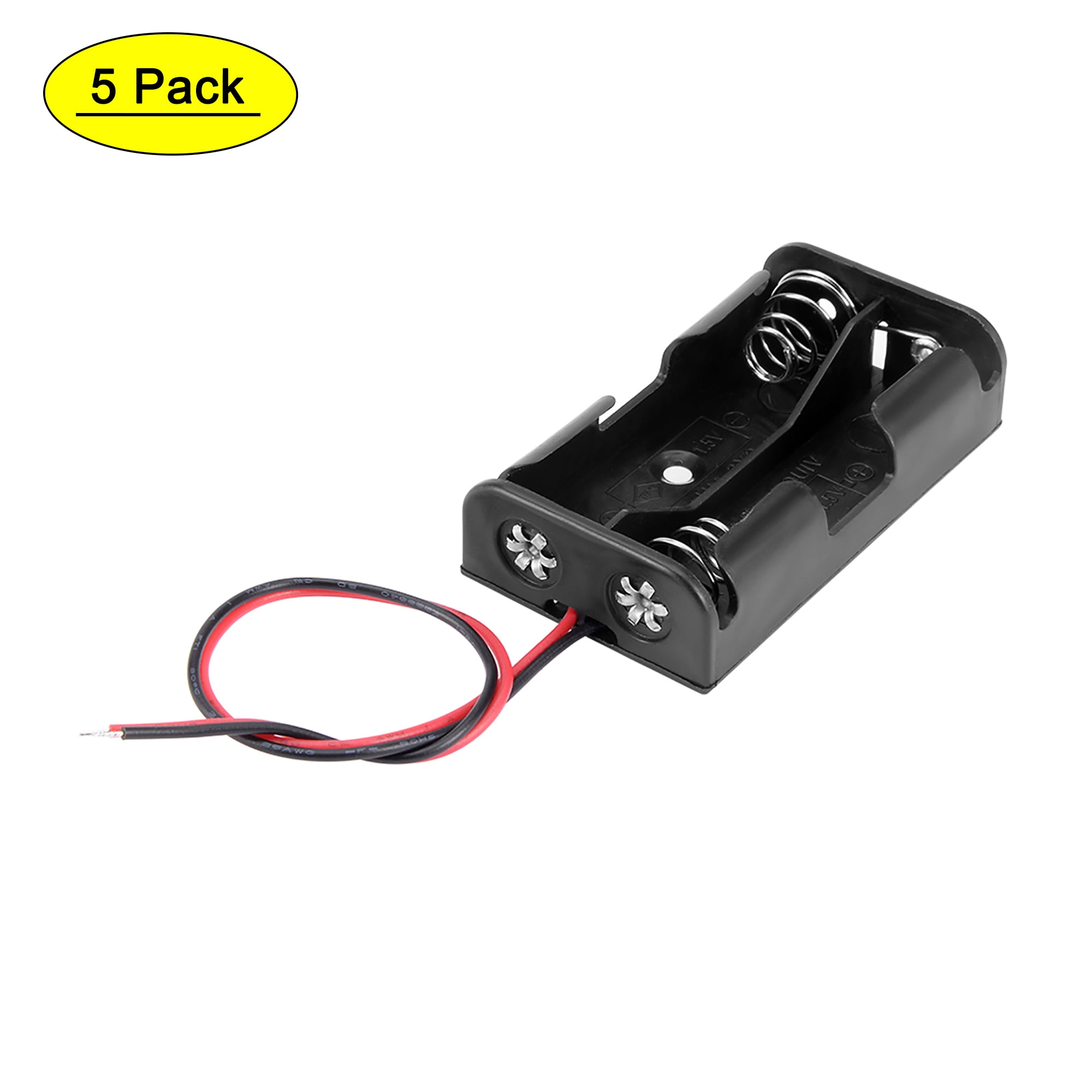 uxcell ON/Off Switch 2 Wires Batteries Holder Box w Cover for 4 x 1.5V AA Battery 