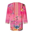 thumbnail image 5 of CYMMPU Spring Tops Lace V Neck Flower Pattern Tunic Tops Boho Blouses for Women Dressy Casual Loose Fit Summer Fashion Shirts 3/4 Sleeve Business Elegant Work Topss Hot Pink L, 5 of 5